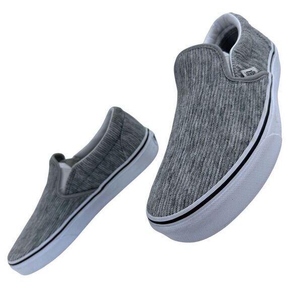 VANS Classic Slip-On Gray Textured Corduroy Sneakers Mens Size 7 Womens Size 8.5 main image 7